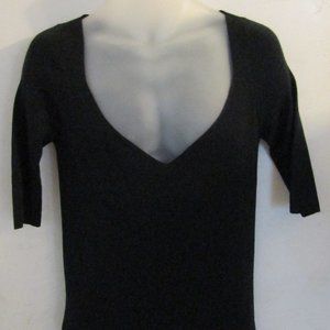 New Prada Sweater Ladies Black V-Neck Three-Quarter Sleeve Cashmere/Silk Size XL